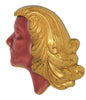 Art Deco Girl Ceramic & Gold Tone Plate Antique Figural Pin Brooch