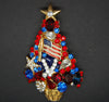 Patriotic American Flag Christmas Tree Pin Brooch - Mink Road Vintage Jewelry