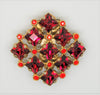 Glass Works Square Cut Ruby Red Costume Dress Clip Pin Brooch