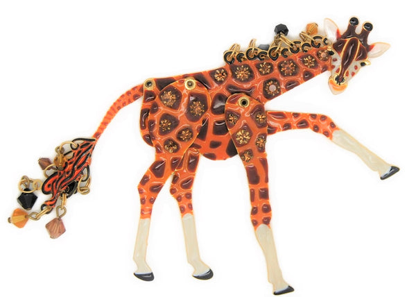 LATR 2Go Dangling Articulated Giraffe Vintage Figural Pendant Brooch
