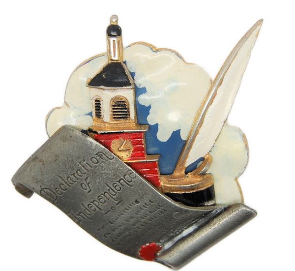 Silson Declaration of Independence WW2 Patriotic Vintage Figural Brooch