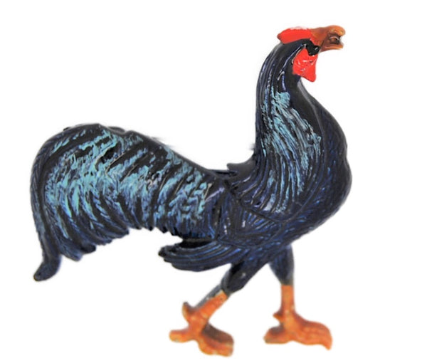 Blue Chicken Enameled Blues Rooster Vintage Figural Brooch