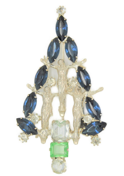 RON Religious Christmas Holiday Tree Vintage Figural Brooch
