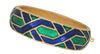 Boucher Peacock Hinged Cuff Blue & Emerald Enamel Vintage Bracelet