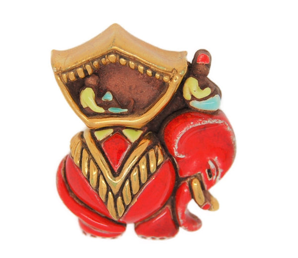 Godfrey Rouston Ceramic Elephant Howdah Vintage Figural Pin Brooch