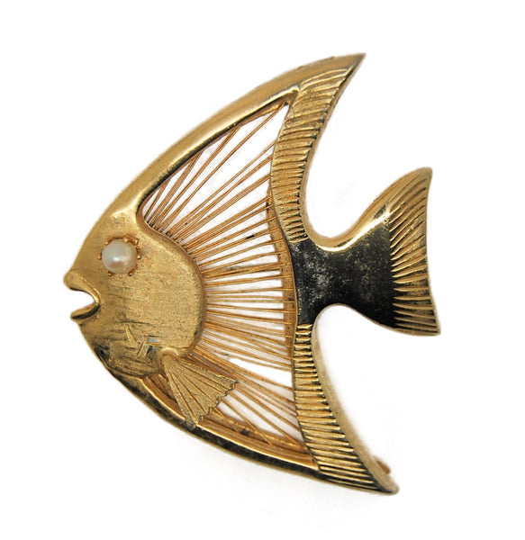 Brooks Angelfish Wire Work Vintage Costume Figural Pin Brooch