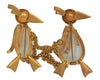 Art Deco Carved Lucite Jelly Belly Penguin Chatelaine Vintage Figural Pin Brooch Set
