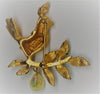Mylu Christmas Partridge & Pear Pin Figural Brooch - 1950s