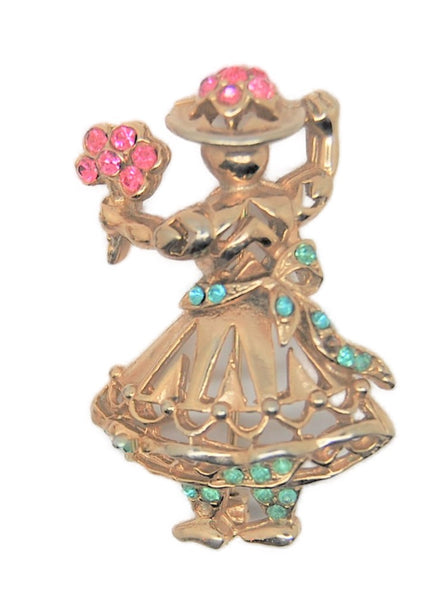 Coro Flower Girl Smalls Floral Vintage Figural Pin Brooch