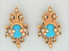 Erwin Pearl Royal Crown Scepter Turquoise & Ruby Vintage Figural Earrings