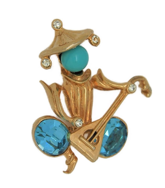 Hess-Appel Jolle Mandolin Shamisen Musician Player Vintage Figural Pin Brooch