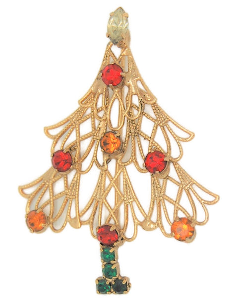 Open Wire Work Christmas Tree Vintage Figural Pin Brooch
