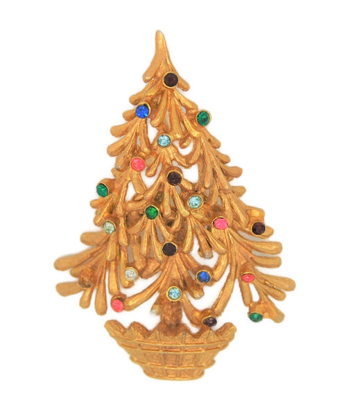 Mylu Branchy Christmas Tree Pot Vintage Figural Brooch