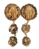 Big Fancy Runway Pearl Gold Beaded Dangling Vintage Earrings