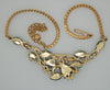 Floral Green Lucite Flowers & Leaves Gold Tone Vintage Figural Necklace