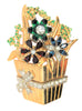 All My Baskets Mariotti Rhinestones Floral Blooms Vintage Figural Brooch