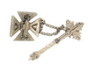 Maltese Cross & Royal Scepter Chatelaine Vintage Figural Brooch Set