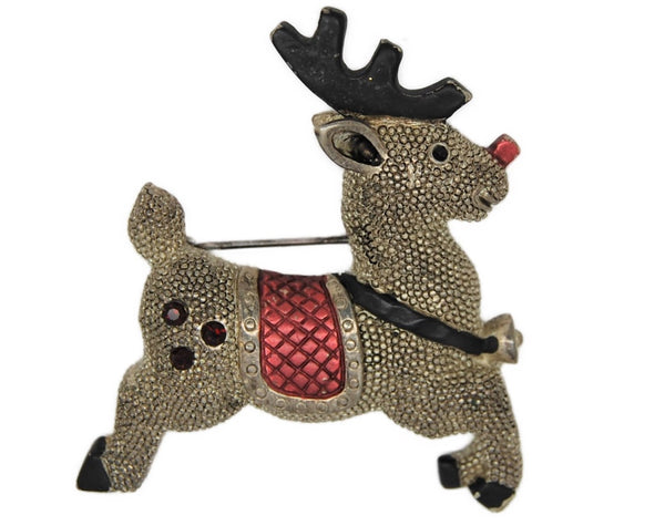 Christmas Rudolph Reindeer Vintage Figural Costume Pin Brooch