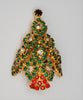Eisenberg Authentic Emerald Rhinestone "E" Christmas Tree Vintage Figural Brooch
