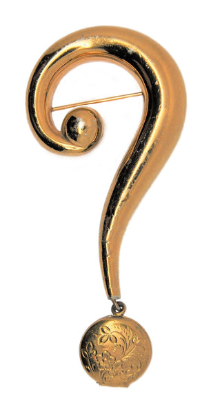 Silson Sweetheart Question Locket Patriotic WW2 Vintage Figural Pin Brooch 1940