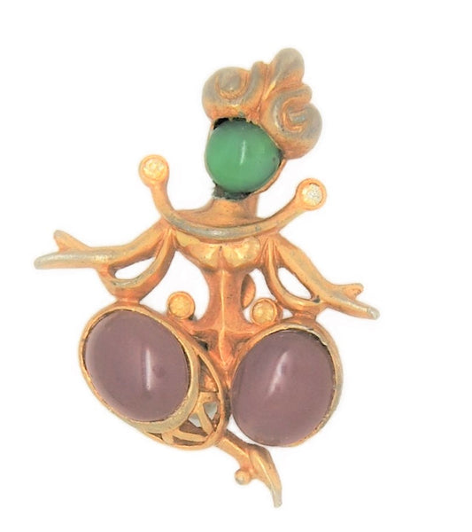Hess-Appel Jolle Sterling Turbaned Goddess Vintage Figural Pin Brooch