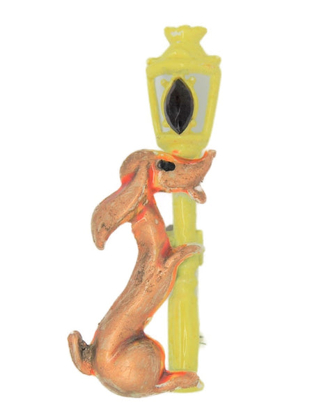 Lind-Gal Dog Lamp Post Enamel Vintage Figural Pin Brooch
