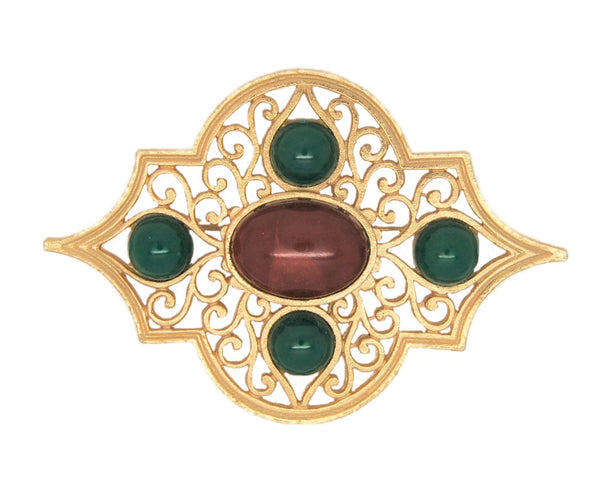 Coro Open Work Multi-Stone Vintage Figural Pin Brooch