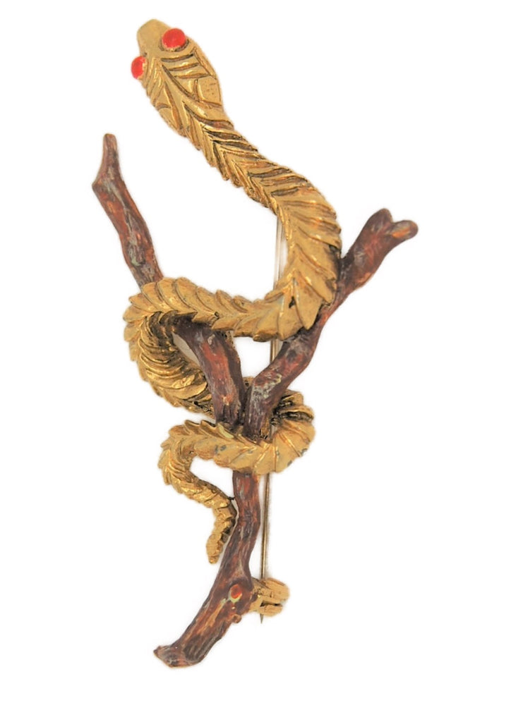 Cadoro Snake Serpent Branch Vintage Figural Pin Brooch