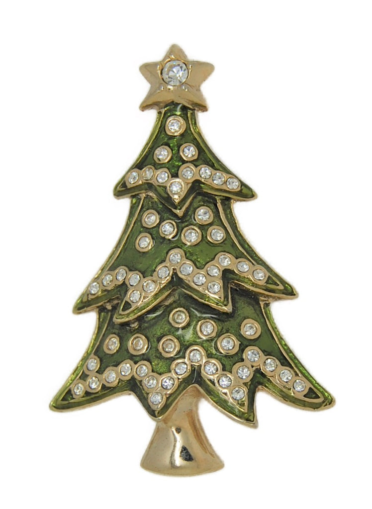 Monet Green Layers Christmas Tree Vintage Figural Costume Brooch