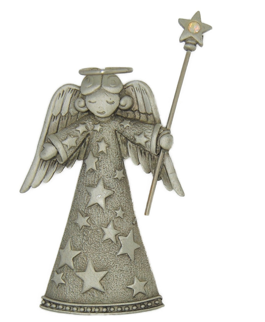JJ Christmas Starry Angel Vintage Figural Costume Brooch