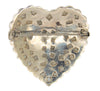 Art Deco Pearl Rhodium Heart Vintage Figural Costume Pin Brooch