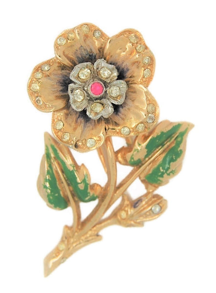 Coro Apple Blossom Duette Fur Clip Vintage Figural Pin Brooch