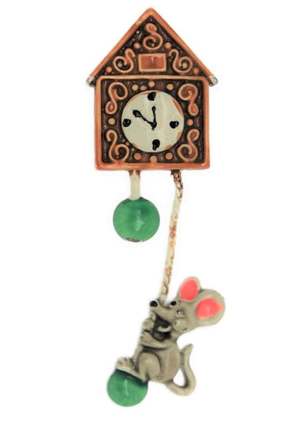 JJ Jonette Dangling Hickory Dickery Dock Nursery Vintage Figural Pin Brooch