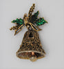ART Holiday Holly Christmas Gold Tone Bell Vintage Figural Brooch 1960s