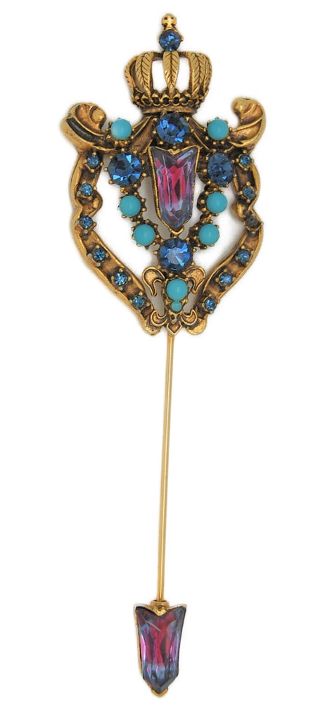 Florenza Crown Scepter Coat Pin Vintage Figural Costume Brooch