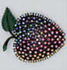 Kramer Apple Purple & Blue Iridescent Rhinestones & Enamel Vintage Figural Brooch