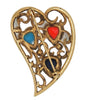 Hearts & Pearls Triple Heart Stones Vintage Figural Pin Brooch