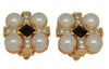 Craft Gem-Craft Pearls Rhinestone Cross Dark Ruby Vintage Earrings