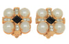 Craft Gem-Craft Pearls Rhinestone Cross Dark Ruby Vintage Earrings