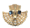 Boucher Fan Sapphire & Clear Stones Fur Clip Vintage Figural Pin Brooch