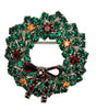 Christmas Rhinestone Wreath Bow Vintage Figural Pin Brooch
