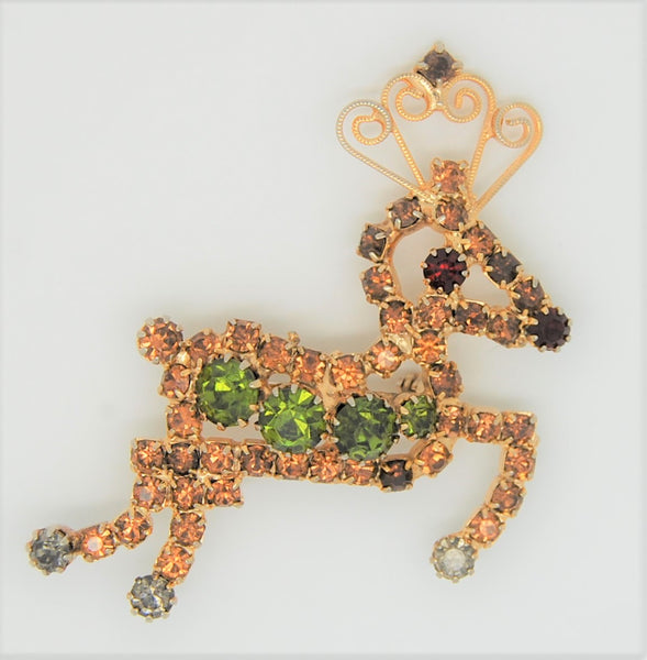 Hobe Filigree Christmas Rudolph Reindeer Vintage Figural Brooch