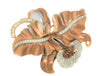 Eisenberg Ice Rose Gold Rhinestone Pave Orchid Vintage Figural Pin Brooch