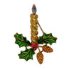 Corel Christmas Candle Holly Pinecones Vintage Figural Pin Brooch