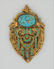 Royal Shield Turquoise Cab & Beads Vintage Costume Figural Pin Brooch