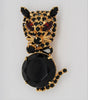 Caviness Black Cat Ruby Eyes Vintage Rhinestone Costume Figural Pin Brooch