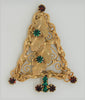 Hobe Filigree Christmas Holly Tree Vintage Figural Costume Brooch