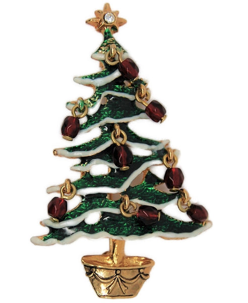 Avon Christmas Tree Ruby Dangles Holiday Brooch - Mint