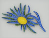 ART Blue Green Enamel Floral Flower Vintage Costume Figural Pin Brooch