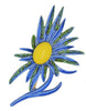 ART Blue Green Enamel Floral Flower Vintage Costume Figural Pin Brooch